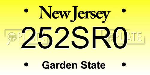 252SR0 New Jersey License Plate