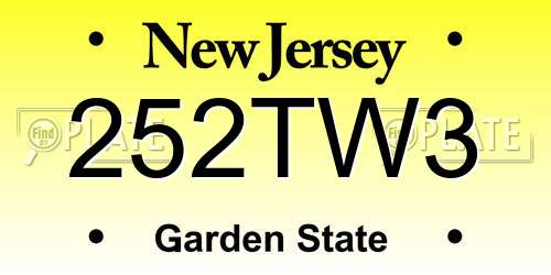 252TW3 New Jersey License Plate