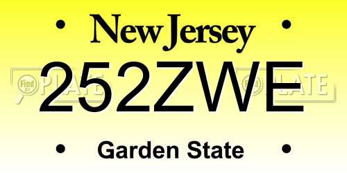 252ZWE New Jersey License Plate