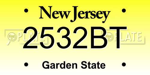 2532BT New Jersey License Plate
