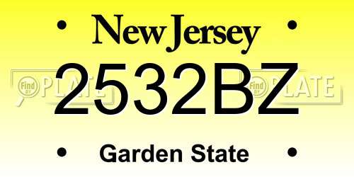 2532BZ New Jersey License Plate