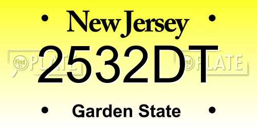 2532DT New Jersey License Plate