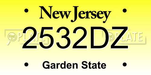 2532DZ New Jersey License Plate