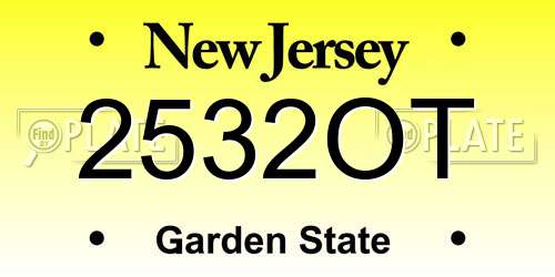2532OT New Jersey License Plate