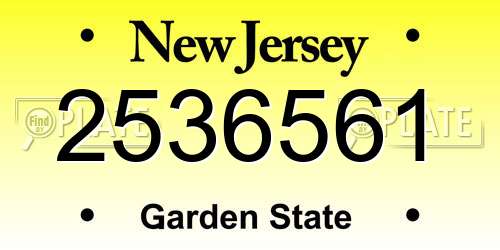 2536561 New Jersey License Plate