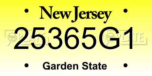25365G1 New Jersey License Plate