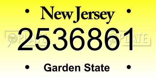 2536861 New Jersey License Plate