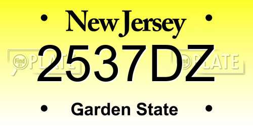 2537DZ New Jersey License Plate