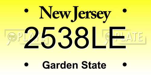 2538LE New Jersey License Plate