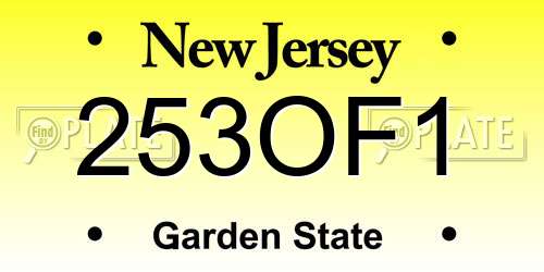 253OF1 New Jersey License Plate