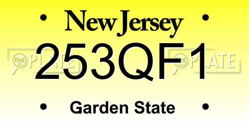 253QF1 New Jersey License Plate