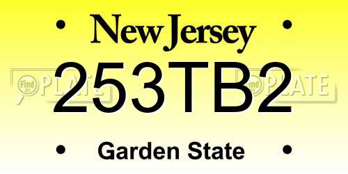 253TB2 New Jersey License Plate