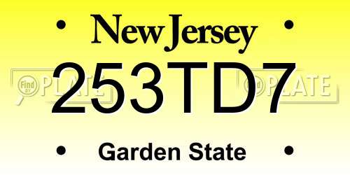 253TD7 New Jersey License Plate
