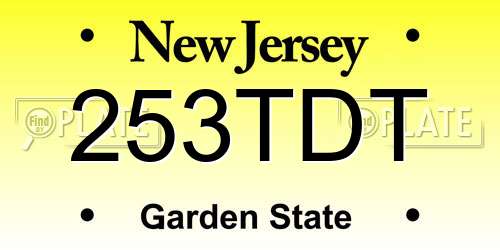253TDT New Jersey License Plate