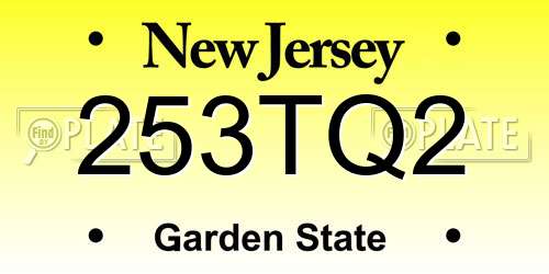 253TQ2 New Jersey License Plate