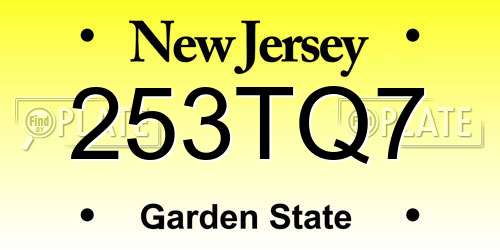 253TQ7 New Jersey License Plate