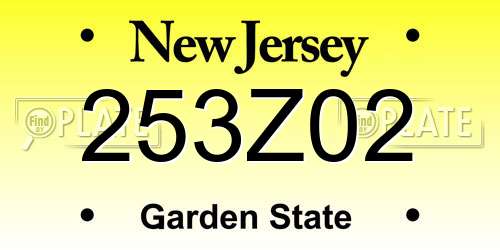 253Z02 New Jersey License Plate