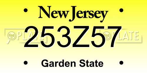 253Z57 New Jersey License Plate