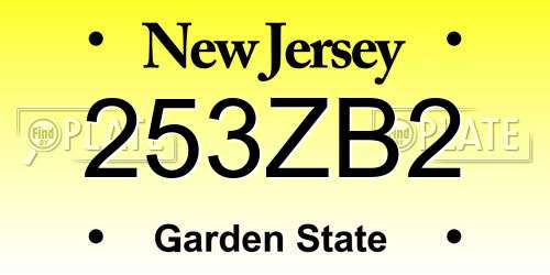 253ZB2 New Jersey License Plate