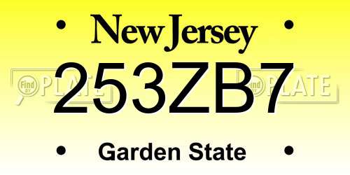 253ZB7 New Jersey License Plate