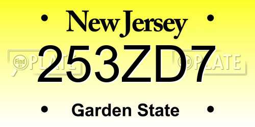253ZD7 New Jersey License Plate