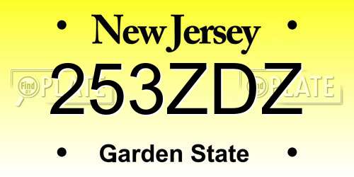 253ZDZ New Jersey License Plate