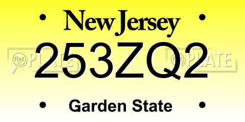 253ZQ2 New Jersey License Plate