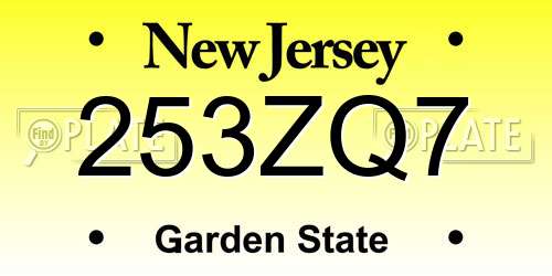 253ZQ7 New Jersey License Plate