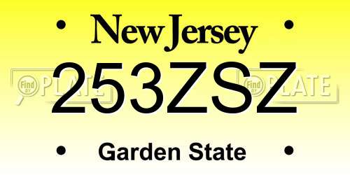 253ZSZ New Jersey License Plate