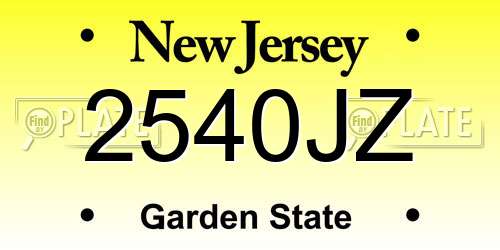 2540JZ New Jersey License Plate