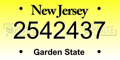 2542437 New Jersey License Plate