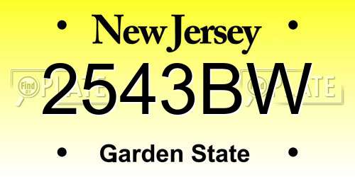 2543BW New Jersey License Plate