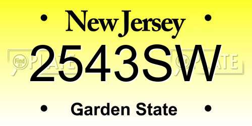2543SW New Jersey License Plate