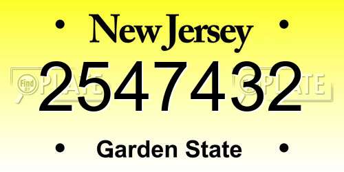 2547432 New Jersey License Plate