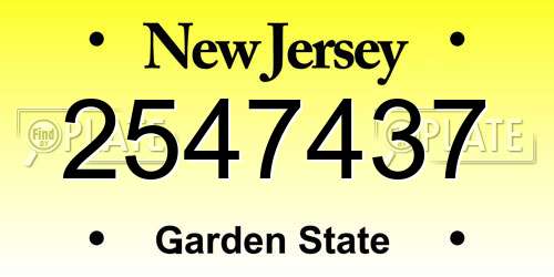 2547437 New Jersey License Plate