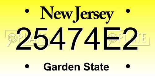 25474E2 New Jersey License Plate
