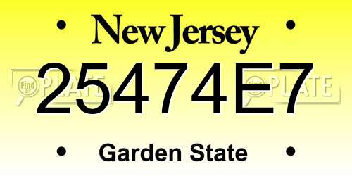 25474E7 New Jersey License Plate
