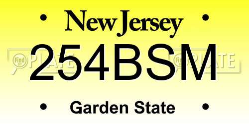 254BSM New Jersey License Plate