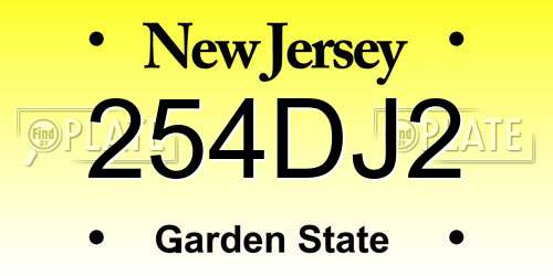 254DJ2 New Jersey License Plate