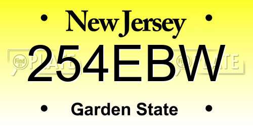 254EBW New Jersey License Plate