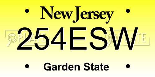 254ESW New Jersey License Plate