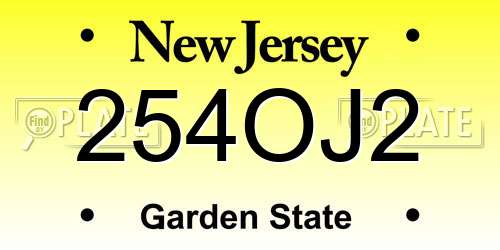 254OJ2 New Jersey License Plate