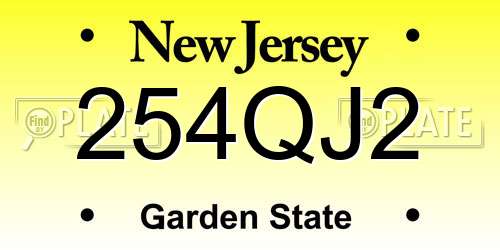 254QJ2 New Jersey License Plate