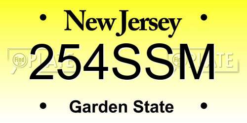 254SSM New Jersey License Plate