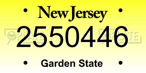 2550446 New Jersey License Plate