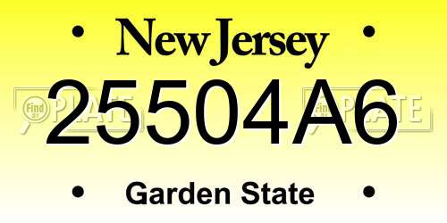 25504A6 New Jersey License Plate