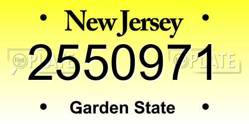 2550971 New Jersey License Plate