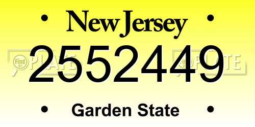 2552449 New Jersey License Plate