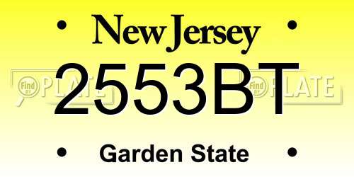 2553BT New Jersey License Plate