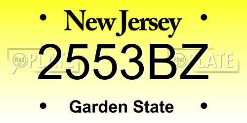2553BZ New Jersey License Plate